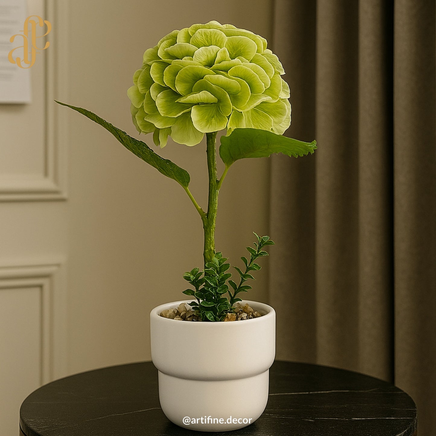 Monochrome Bloom in Matte Ceramic Pot