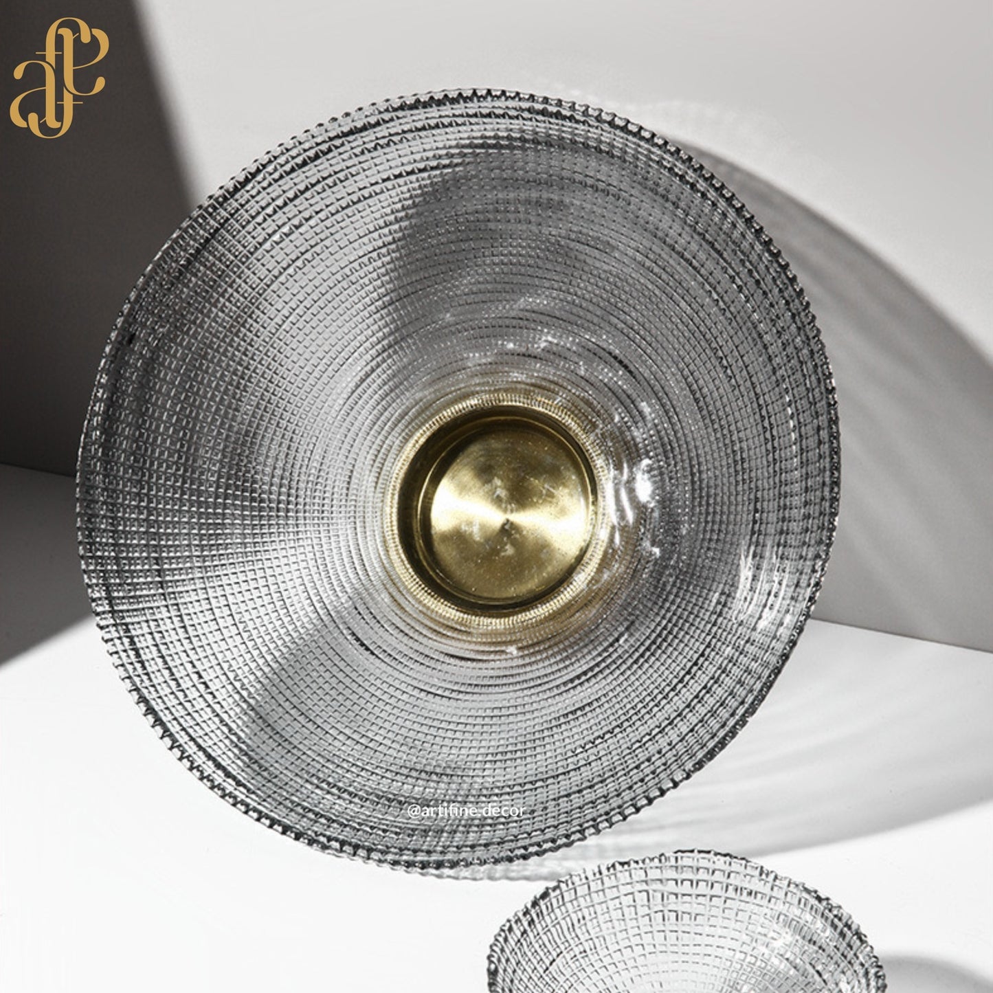 Textured Glass Fruit Bowl with Gold Base