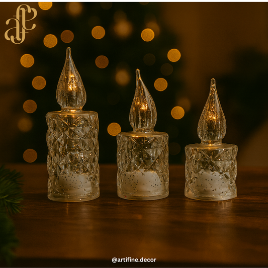 Crystal Glow Candle Set of 3🕯️