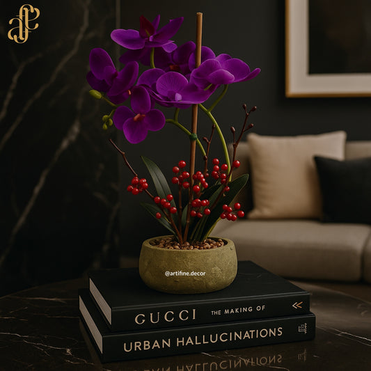 Elegant Orchid Arrangement in Textured Pot