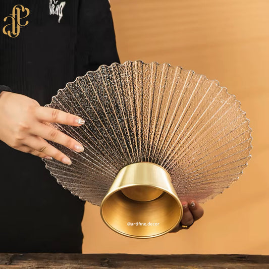 Crystal Lotus Fruit Bowl with Gold Base