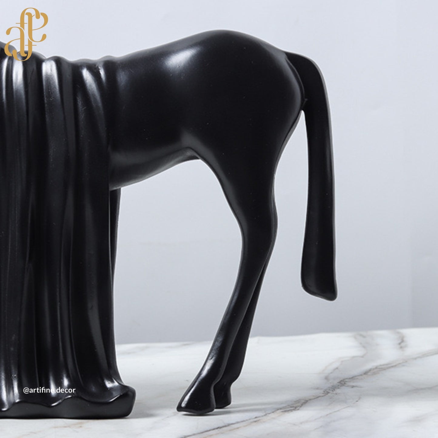 Horse Sculpture – Draped Design (Black & White)