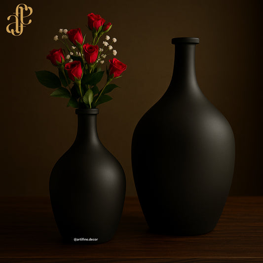 Matte Black Elegance Vase Set