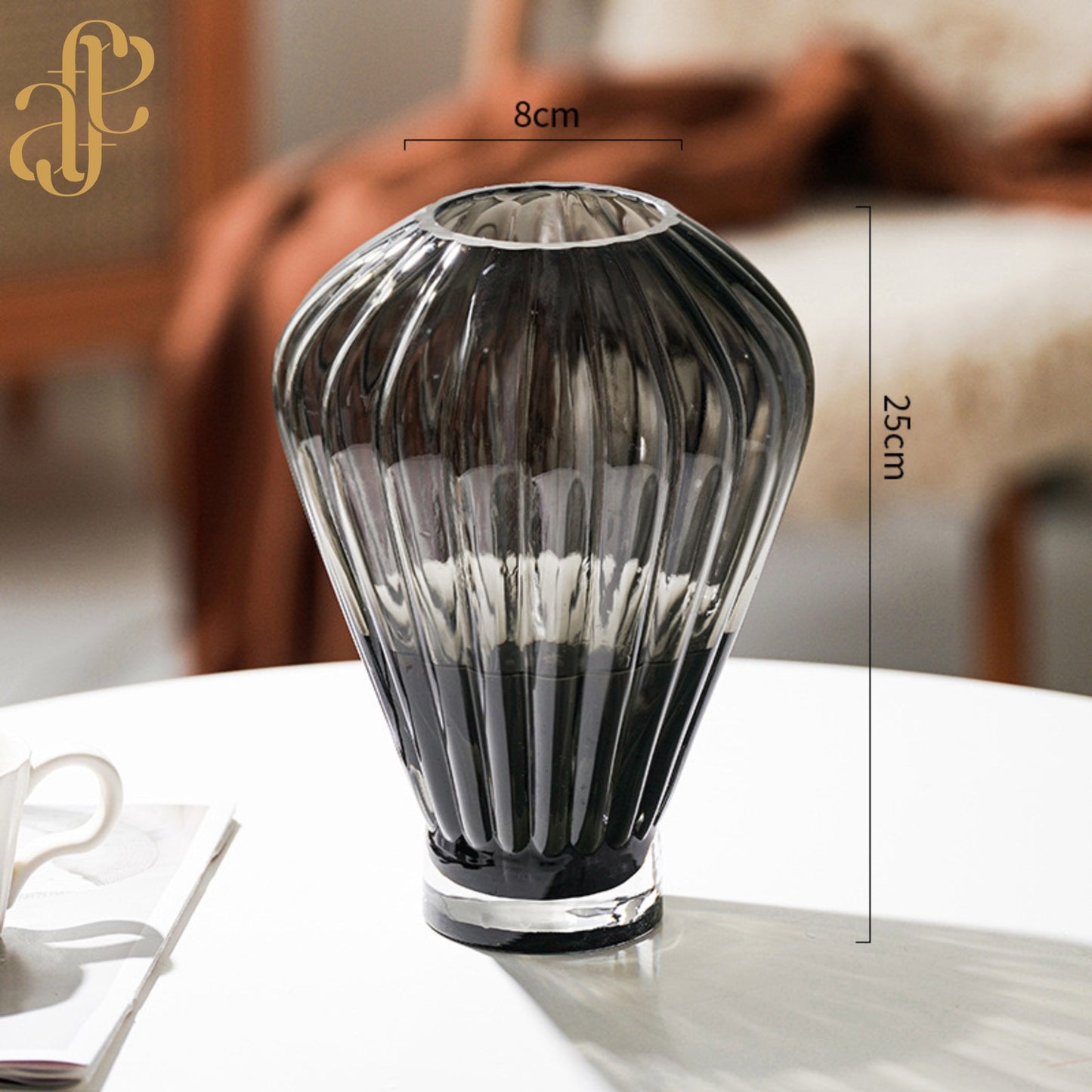 Ribbed Glass Vase Set – Midnight Blue & Smoke Grey