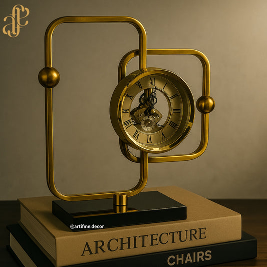 Vintage-Inspired Skeleton Table Clock – Brass Finish