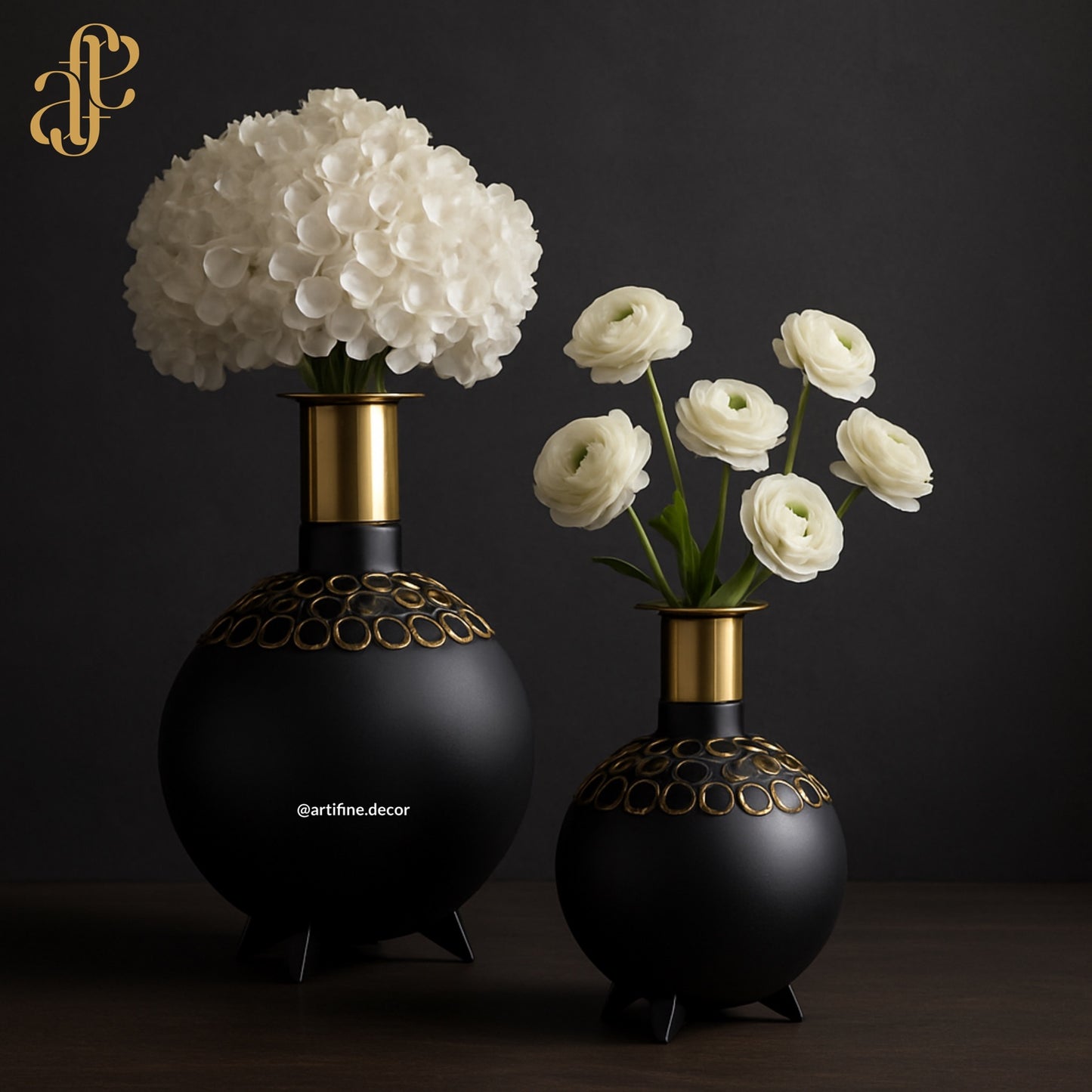 Modern Orb Vases- Golden x Black