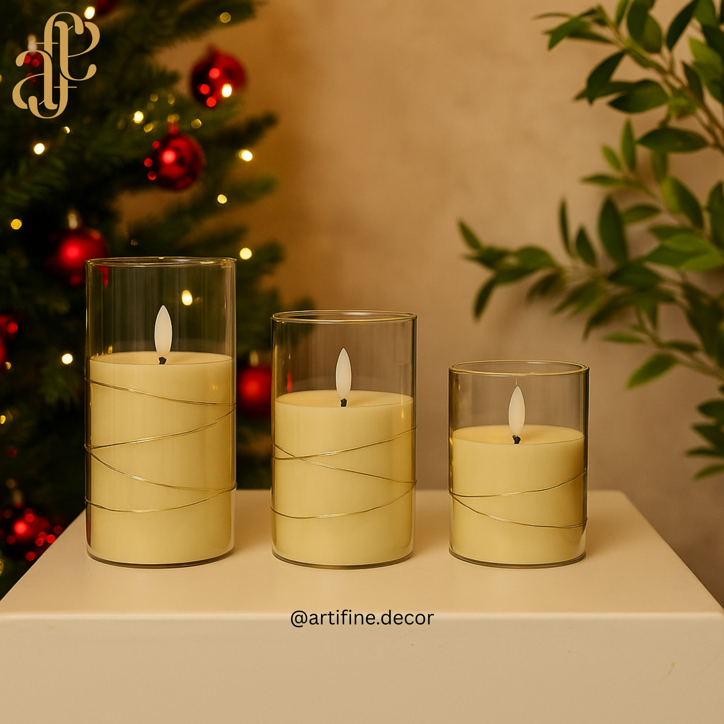 🕯️ LED Cylinder Candle Set with Fairy Lights – Warm, Elegant & Festive