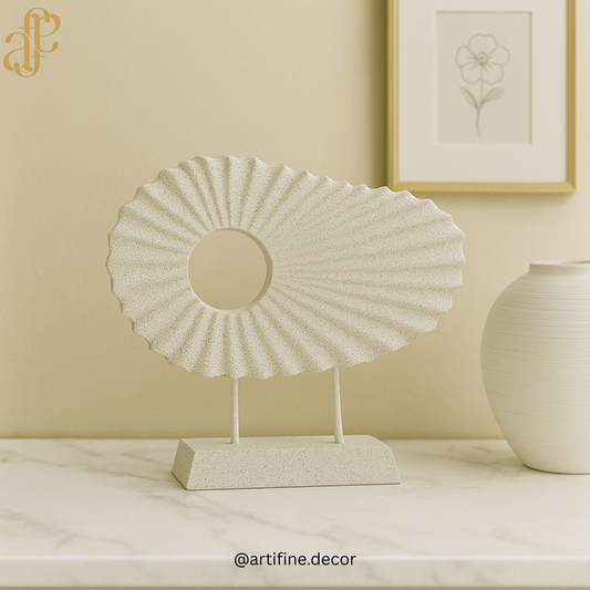 Modern Textured Abstract Sculpture – Beige