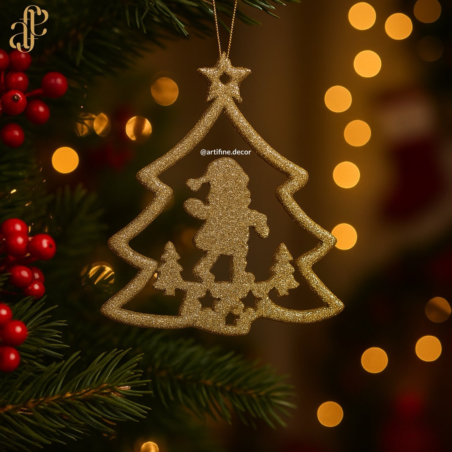 ✨ Glittery Christmas Tree Ornaments – Red OR Gold Set of 3 PCS each✨