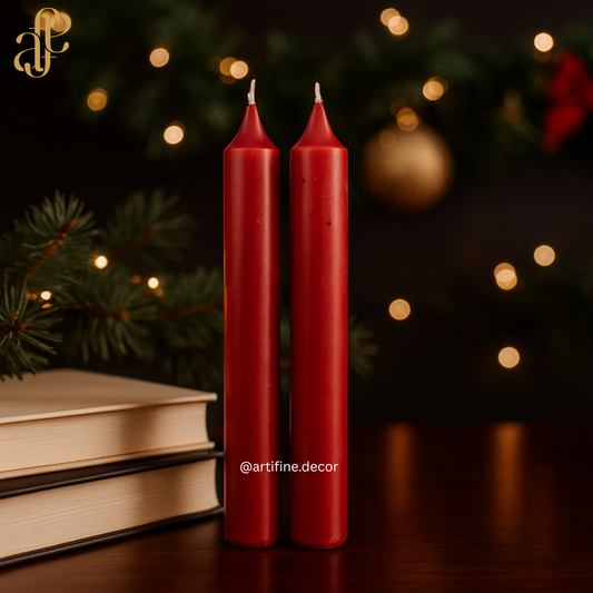 ✨ Festive Red Scented Taper Candles – Set of 3 ✨