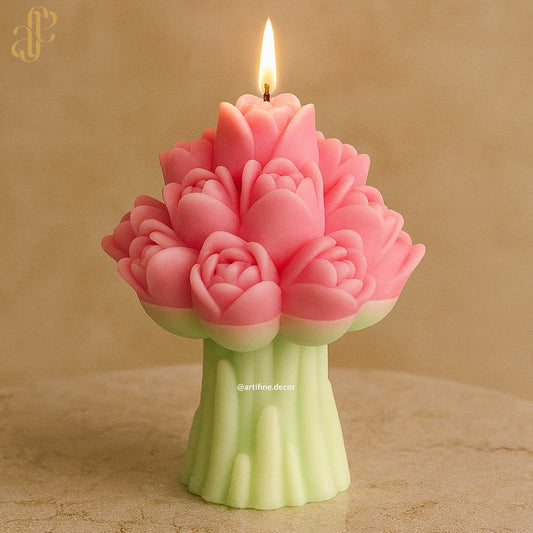 Handmade Scented Candle – Floral Bouquet Design