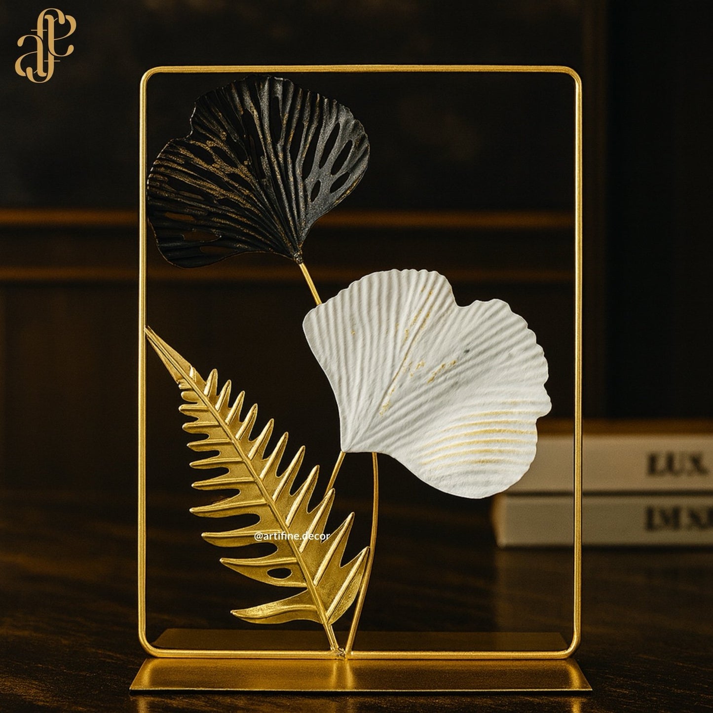 Golden Frame Leaf Sculpture