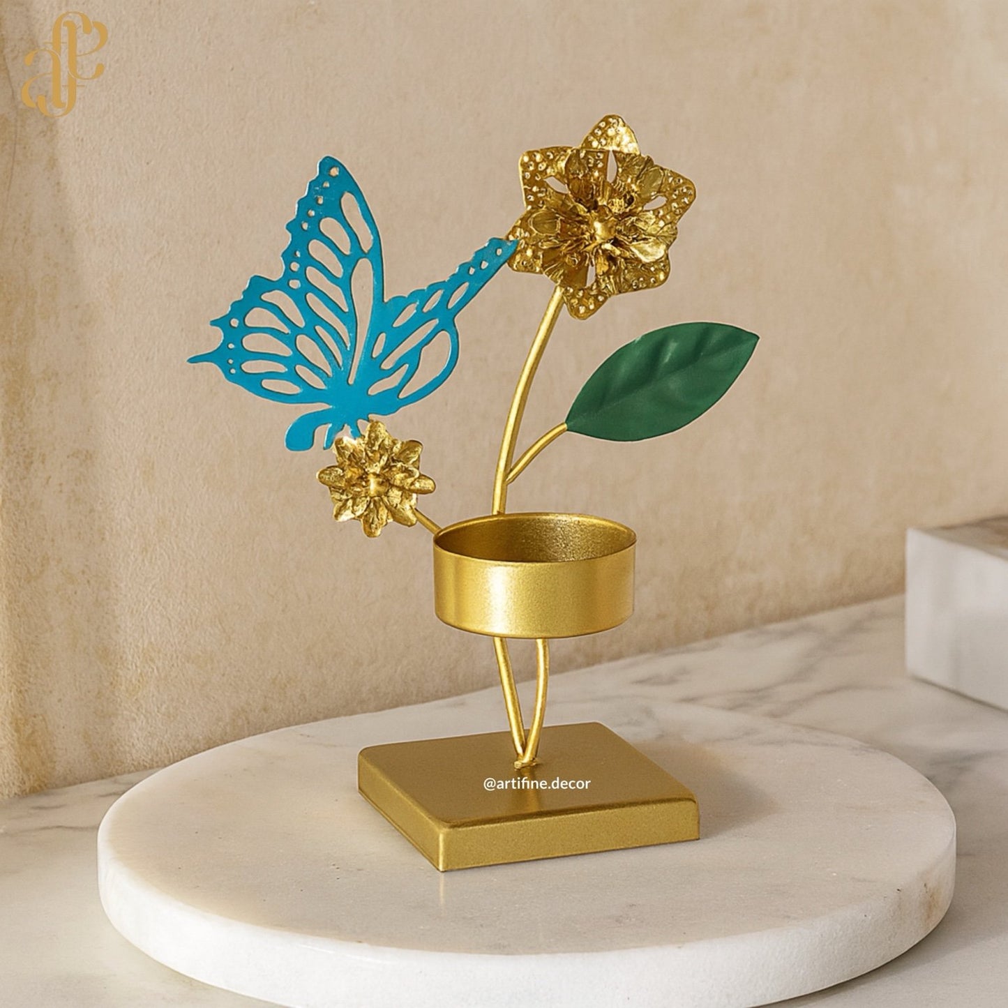 Golden Butterfly Bloom Candle Holder