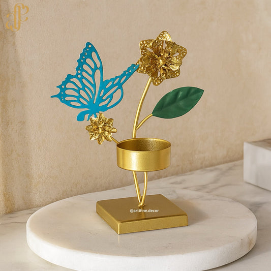 Golden Butterfly Bloom Candle Holder