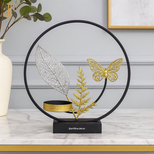 Golden Circle Butterfly Candle Holder