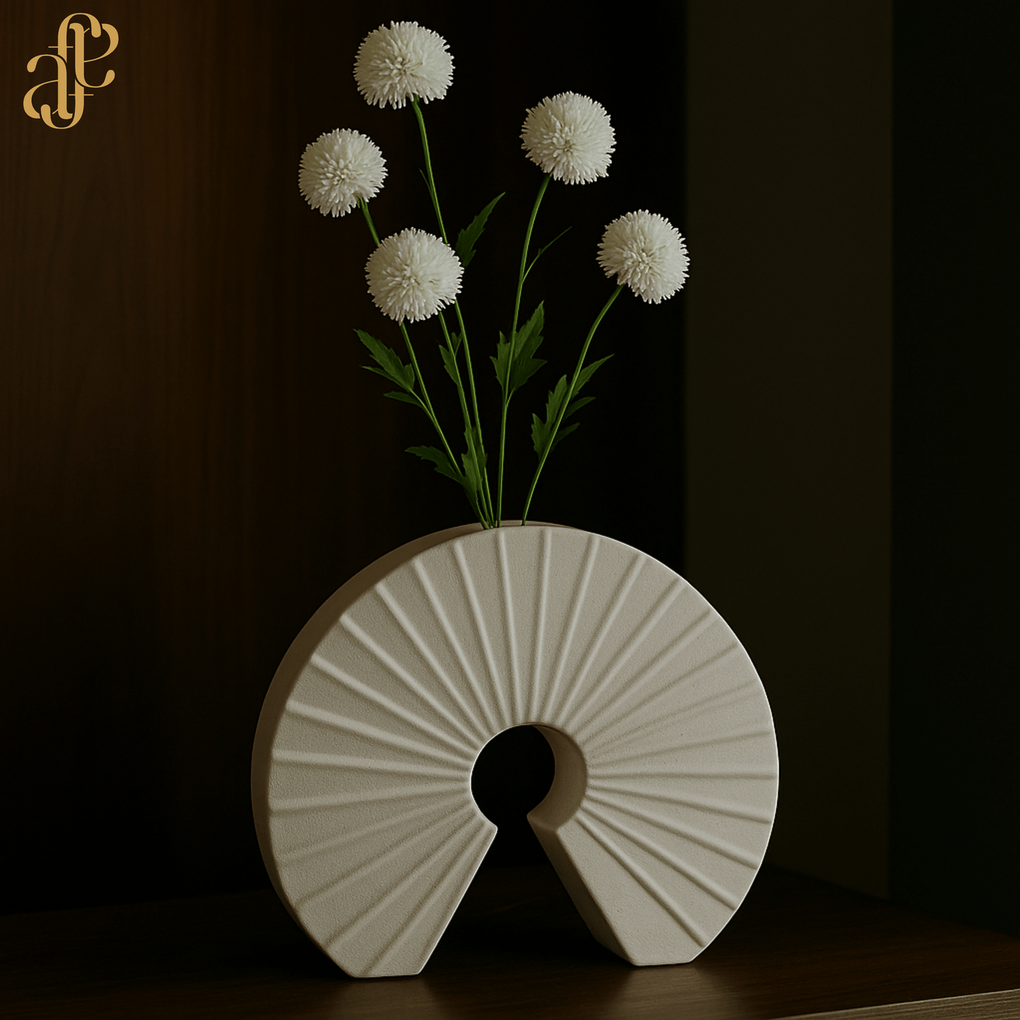 Radiant Arc Ceramic Vase - Textured Finish