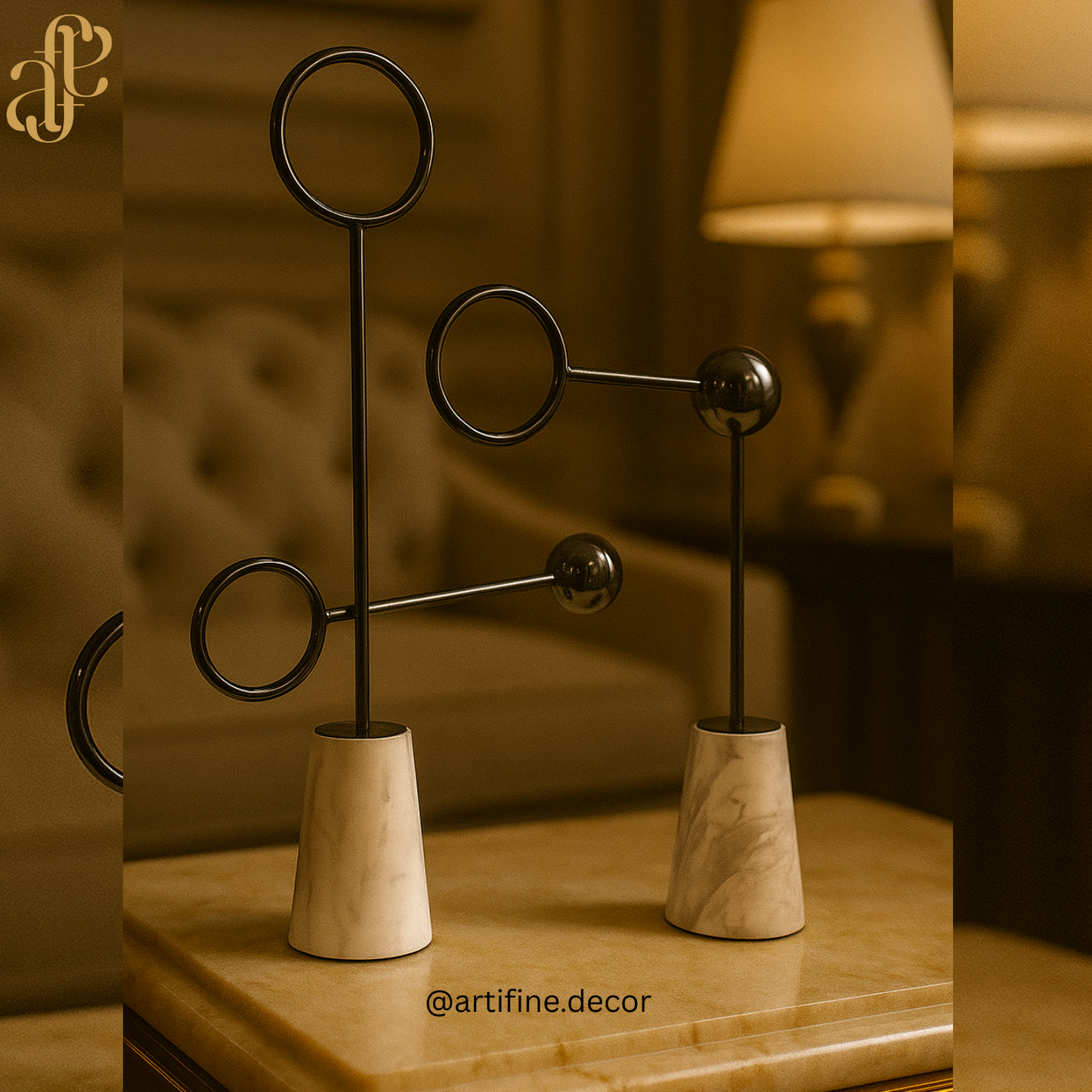 Luxury Marble & Metal Abstract Sculpture