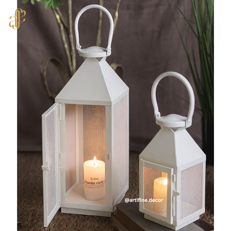 White Mesh Lantern – Elegant Outdoor & Indoor Accent