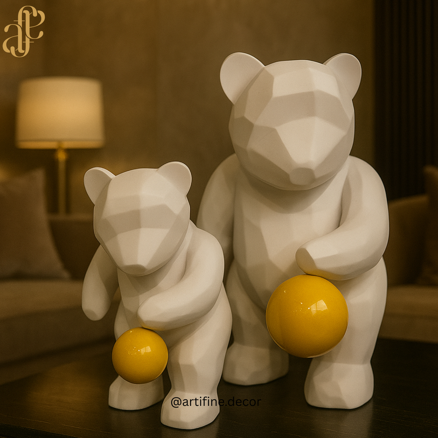 Modern Geometric Bear Sculpture Set – Color Ball Collection