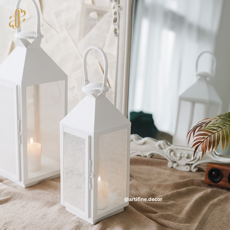 White Mesh Lantern – Elegant Outdoor & Indoor Accent