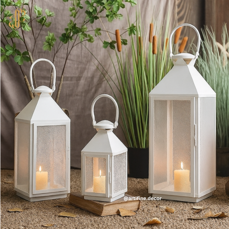 White Mesh Lantern – Elegant Outdoor & Indoor Accent
