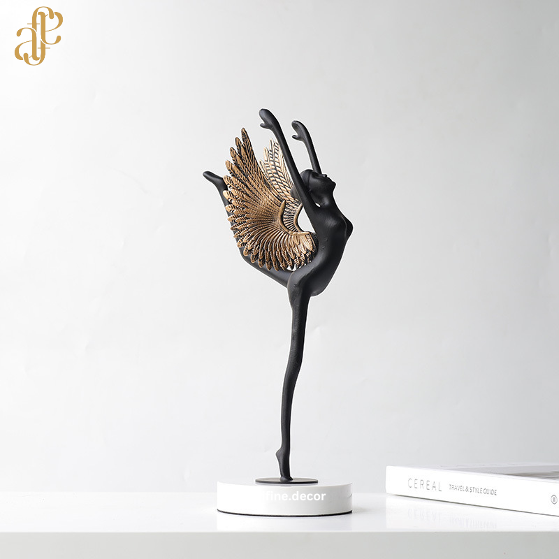 Luxury Ballerina Sculpture – Modern Metal Art (White / Bronze)
