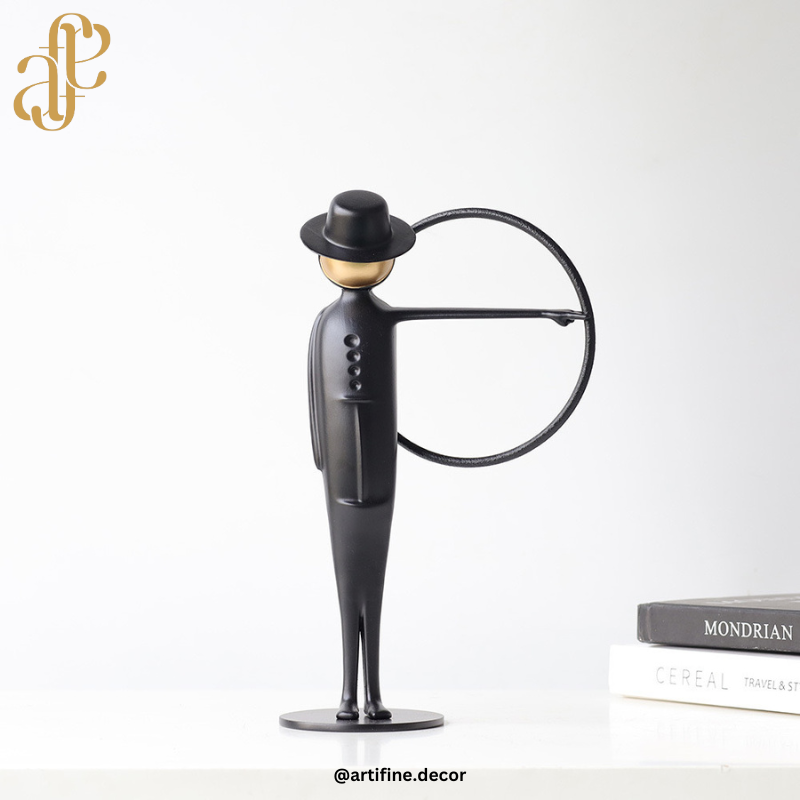 Luxury Black & Gold Metal Sculptures – Artistic Figurine Set
