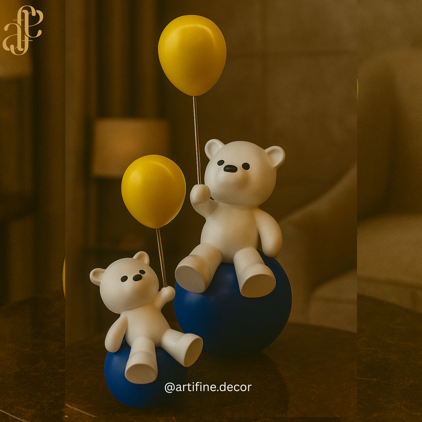Balloon Bear Sculpture – Blue & Yellow Balloon Collection