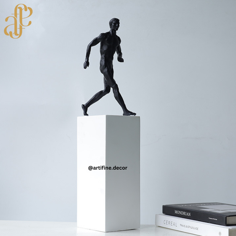 Black Abstract Male Figurines – Motion & Balance Sculptures