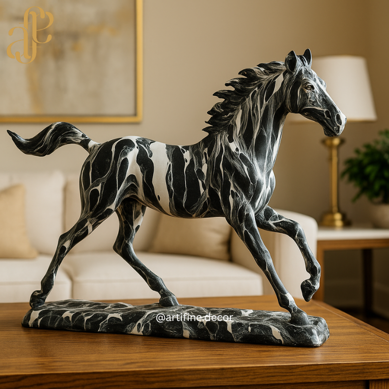 Marble-Effect Horse Sculptures – Bold, Artistic & Luxurious