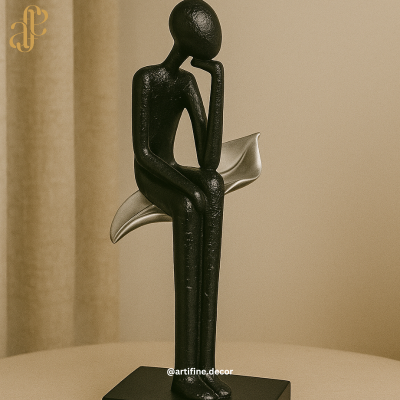 Abstract Thinker Sculpture – Black & White