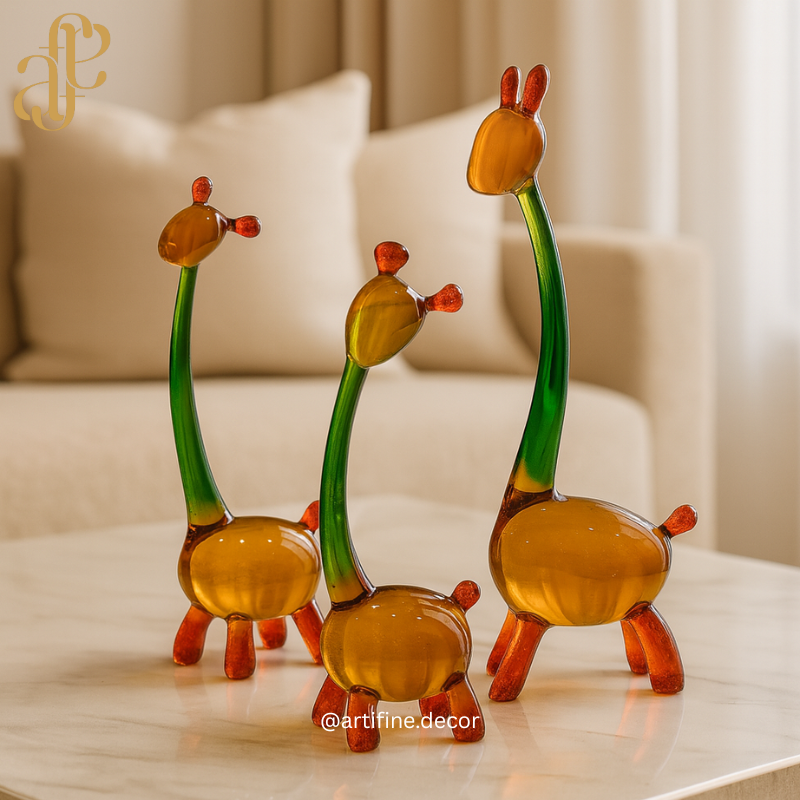 Glass-alike Giraffe Decor Set – Artistic, Playful & Modern