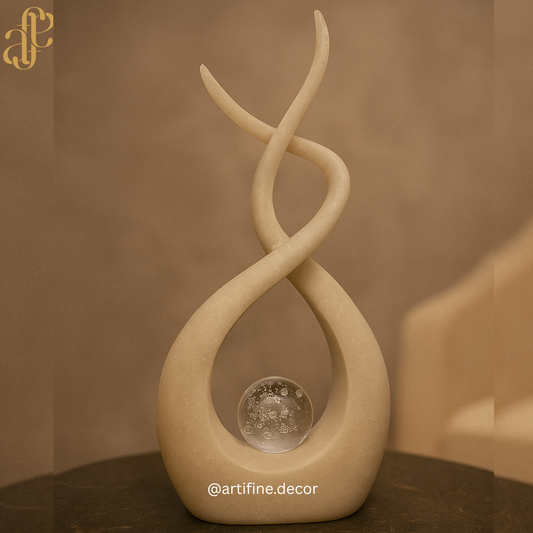 Elegant Infinity Sculpture with Crystal Sphere