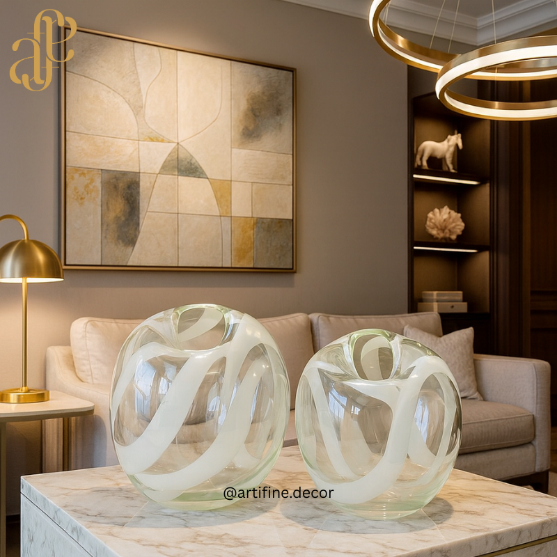 Elegant Glass Swirl Vase Set (S+L)