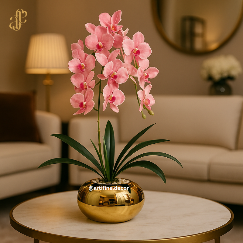 Orchid Bloom in Gold Pot