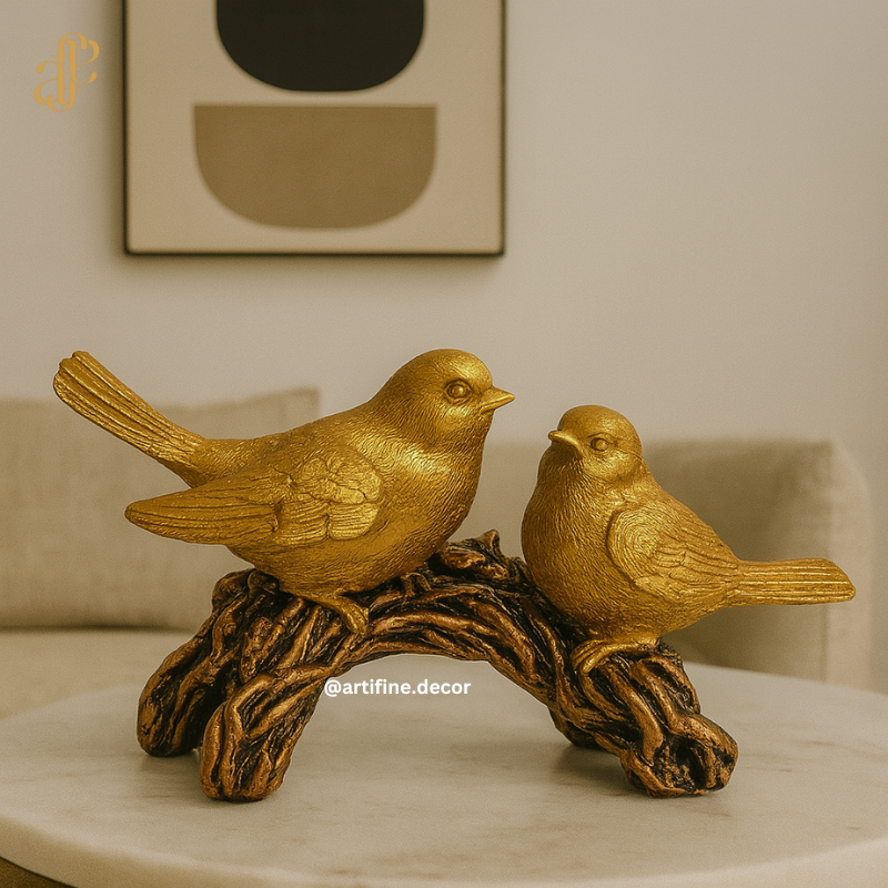 Golden Birds on Branch Sculpture – A Symbol of Peace & Grace