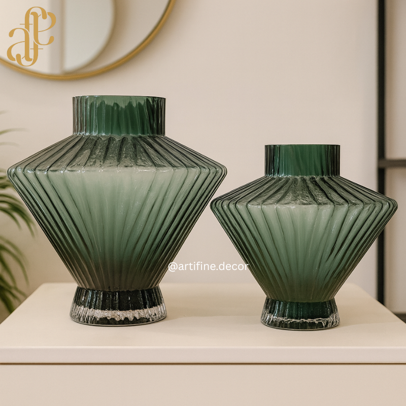 Fluted Luxe Glass Vase Collection — Gray & Amber