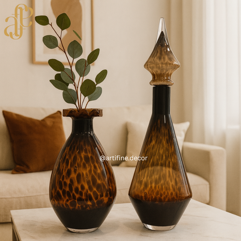 Luxury Leopard Pattern Glass Décor Bottles – With Artistic Stoppers