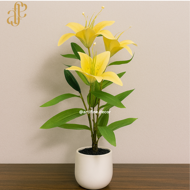 Elegant Lily Bloom – Artificial Floral Trio