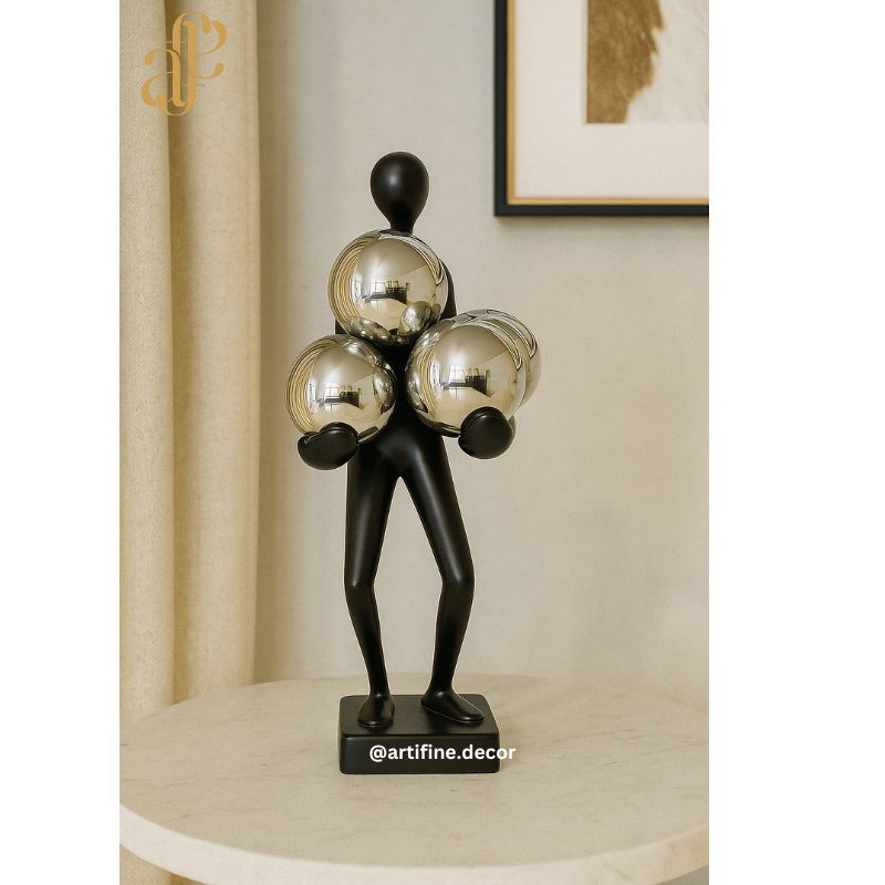 Abstract Silver Sphere Figures – Black & White