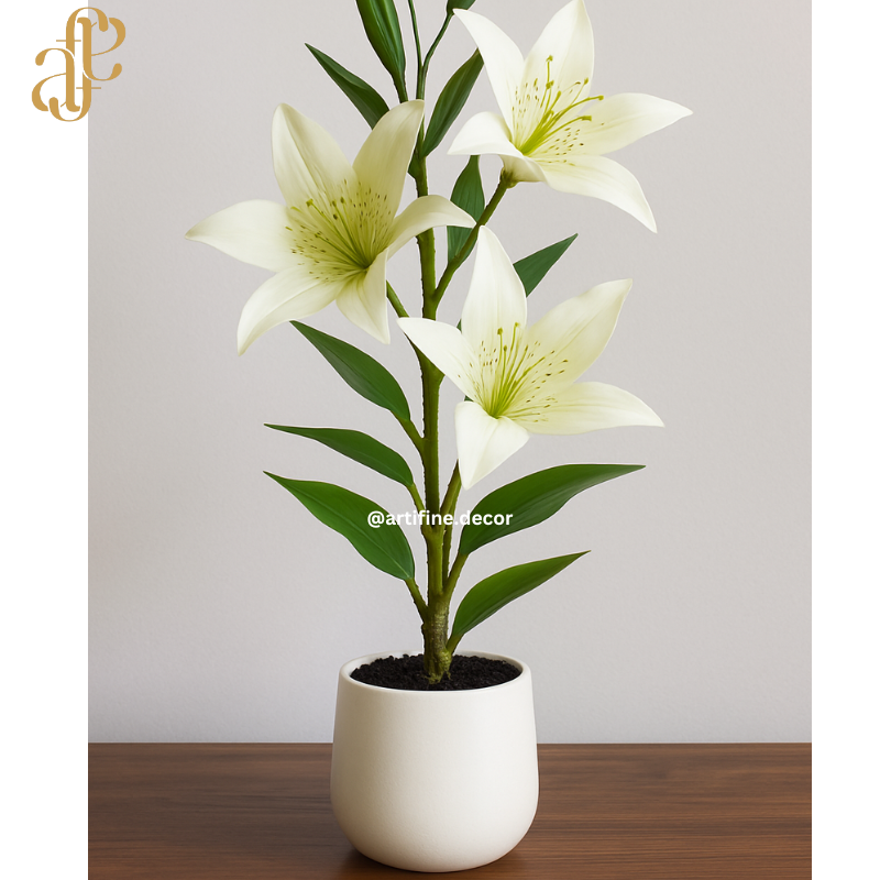 Elegant Lily Bloom – Artificial Floral Trio