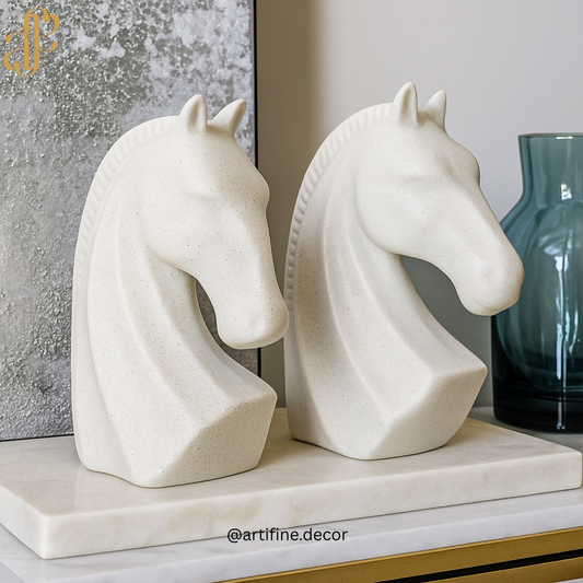 Minimalist Stone Texture Horse Head Sculptures