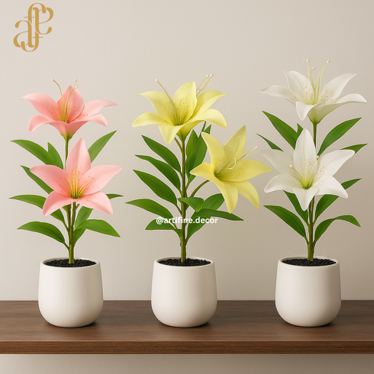 Elegant Lily Bloom – Artificial Floral Trio