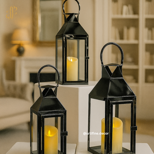 Glossy Black Lantern – Elegant Set