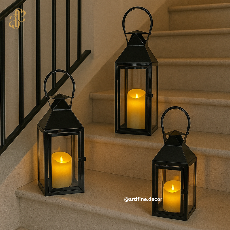 Glossy Black Lantern – Elegant Set