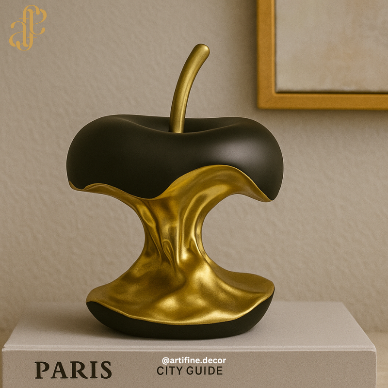 Golden Apple Sculptures – Available in White or Black (Set of 2)