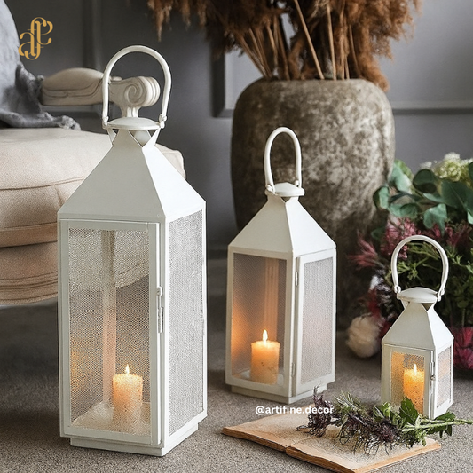 White Mesh Lantern – Elegant Outdoor & Indoor Accent