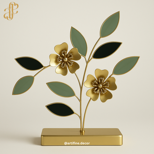 Golden Serenity Floral Sculpture