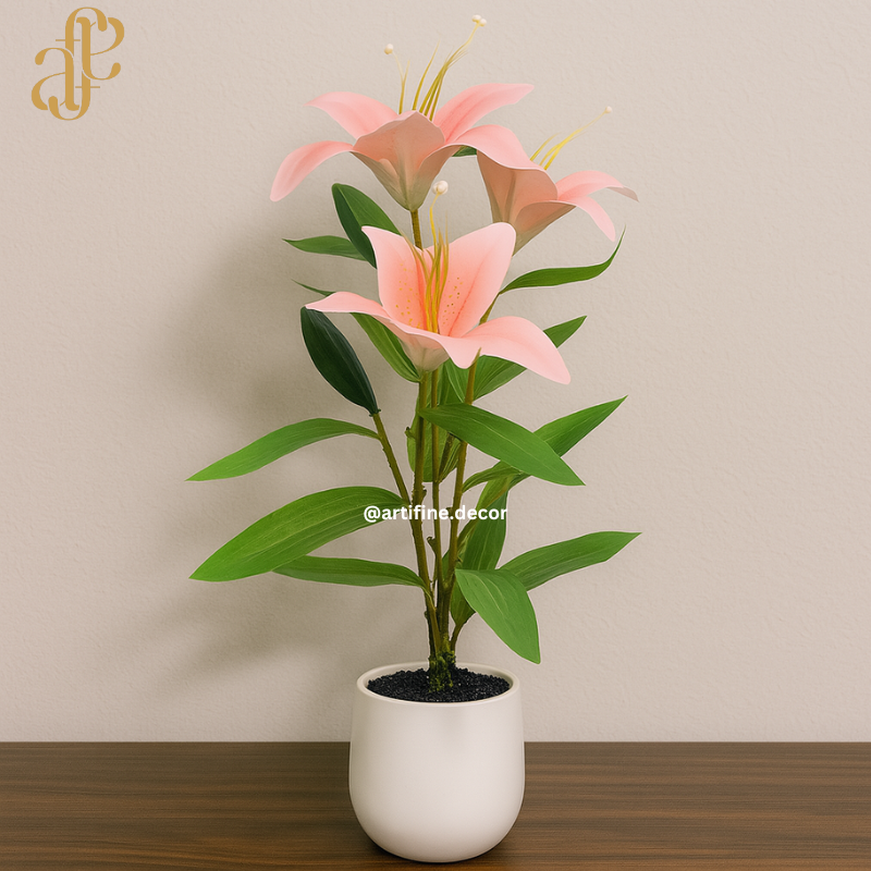 Elegant Lily Bloom – Artificial Floral Trio