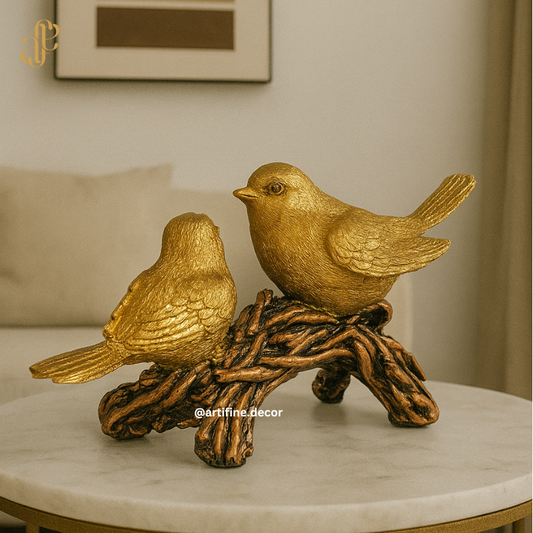 Golden Birds on Branch Sculpture – A Symbol of Peace & Grace